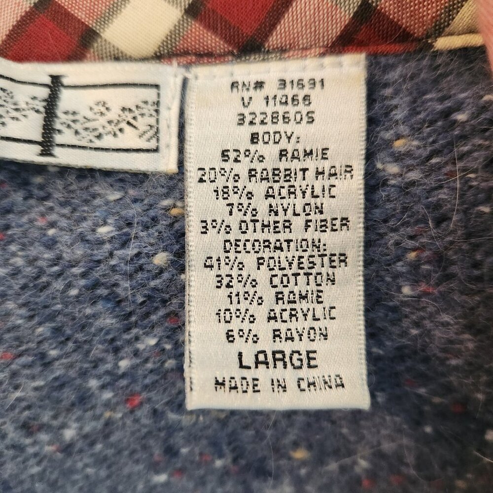 OHI Folk Christmas Sweater Full Zip Country Birds Patriotic US Flag Large EUC - Picture 16 of 16